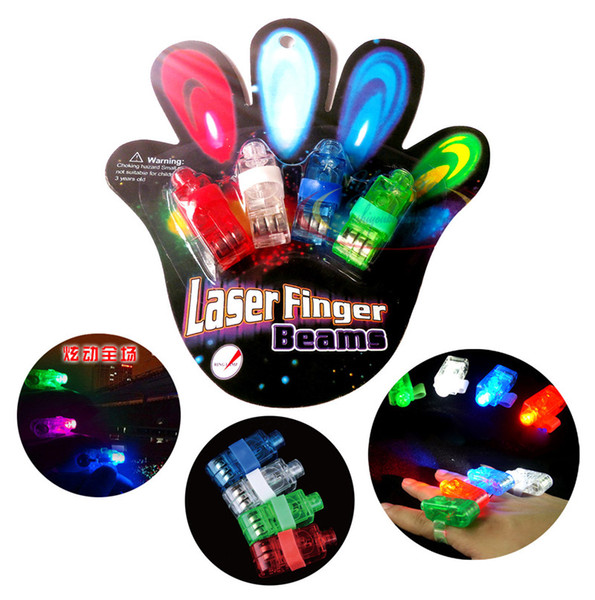 LED Finger Lamp LED Finger Ring gifts Lights Glow Laser Finger Beams LED Flashing Ring Party Flash Kid Toys 4 Colors b1472-2