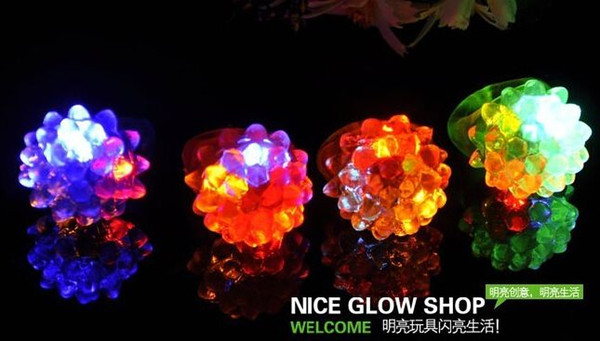 Cool Led Light Up Flashing Bubble Ring Rave Party Blinking Soft Jelly Glow