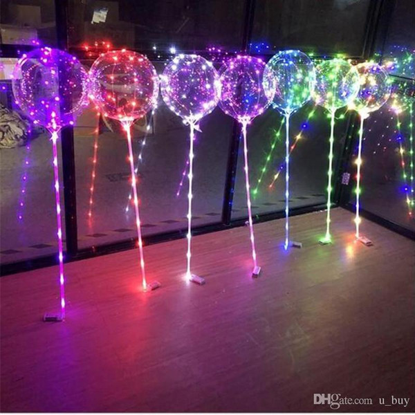 Luminous LED Balloons With Stick Lighted Up Balloon Kids Toy Birthday Party Wedding Decorations