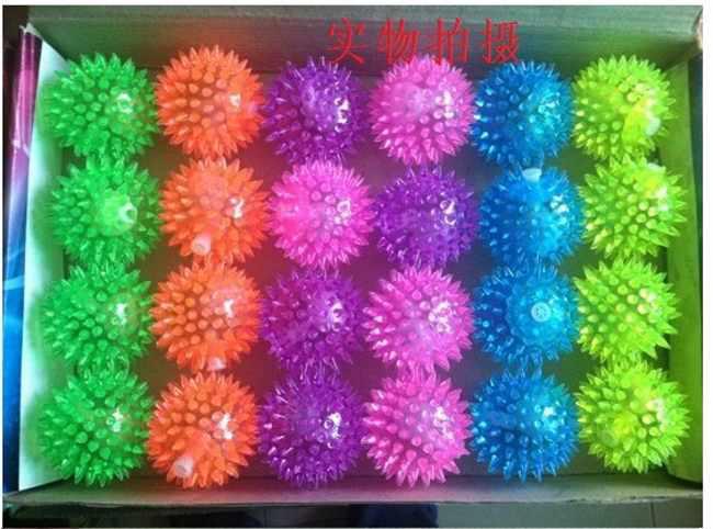 LED Flashing Ball Light ball bouncing ball flashing spiky ball music ball elastic ball light-up toy 30pcs lots