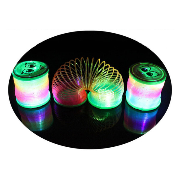 Kids Fancy Classic Toys LED Flashing Rainbow Spring Plastic Round Rainbow Circle Colorful Toy Gift For Children Birthday Party Supplies