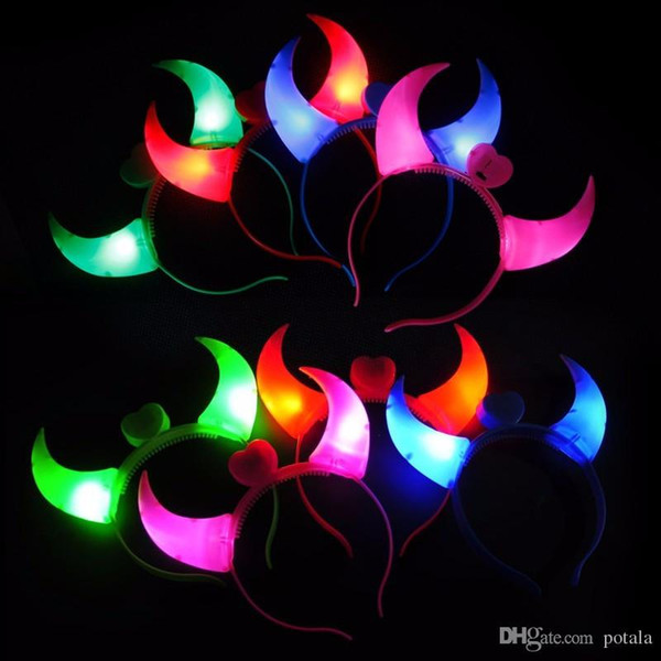 Hairband Party Rave Toys Light-emitting Devil Horn Headband Hairpin For Adults and Kids Halloween Xmas Concert Cheering Supplies Head Bands