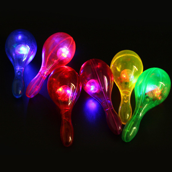 Hot Colorful LED Light Up Glowing Maracas Kids Flashing Toys Bar Concert KTV Cheering Props Birthday Glow Party Supplies