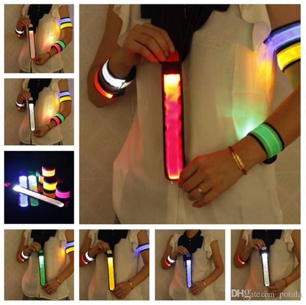 Nylon LED Sports Slap Wrist Strap Bands Wristband Light Flash Bracelet Glowing Armband Flare Strap For Party Concert Led Poms Cheer Lighting