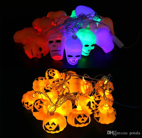 LED decorative lamp string Halloween scene props bar Decoration Halloween Jack-O-Lantern lamp luminous skeleton 16 heads about 2.3M Decor