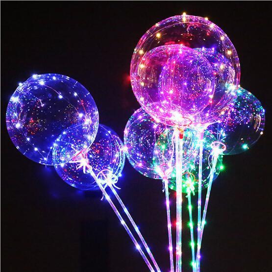 LED Light Up Balloons Multicolored 20 PCS for Kids 18 Inch Transparent Bobo Balloon with Flashing Lights Colorful Glowing Party Wedding