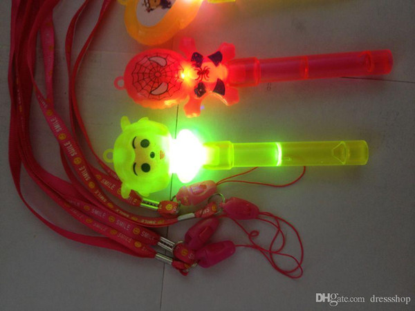 Factory carton direct colorful led light-emitting plastic whistle whistle emitting toys stall selling children's toys