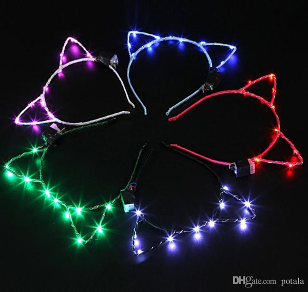 Cat ears type Hairband Party Rave Toys Light-emitting Devil Horn Headband Hairpin For Adults&Kids Halloween Xmas Concert Cheering Head Bands