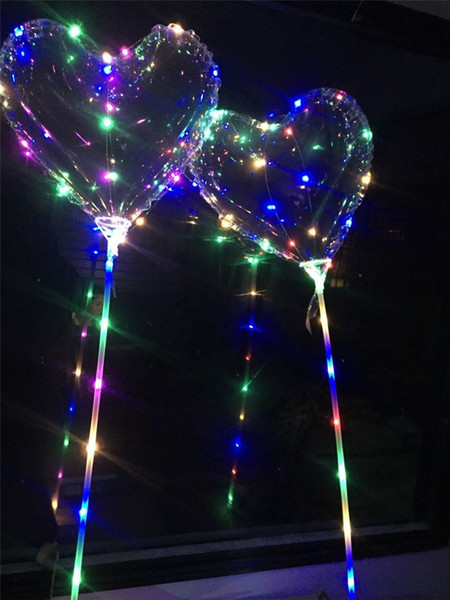 LED love heart bobo ball Valentine's Day gifts Led Luminous Light Up Balloon Transparent air balloon for Wedding Party Decoration