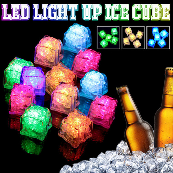 LED Ice Cube Multi Color Changing Flash Night Lights Liquid Sensor Water Submersible For Christmas Wedding Club Party Decoration Shinning