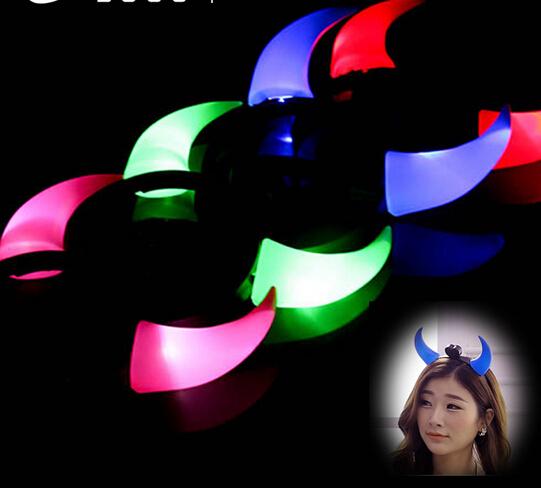 400PCS Free Shipping DHL Halloween Costume Red LED Light Ladies Devil Horns Headband Halloween Light On Up Devil Horn Custome Red Headband