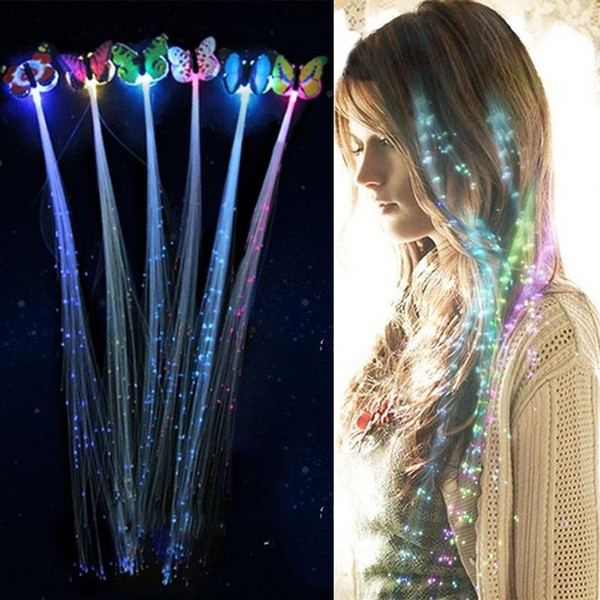 Free Ship LED Glowing Flash Ligth Hair Braid Clip Hairpin Christmas Birthday Concert Party Toy For Adult Children Kids Sent by Random