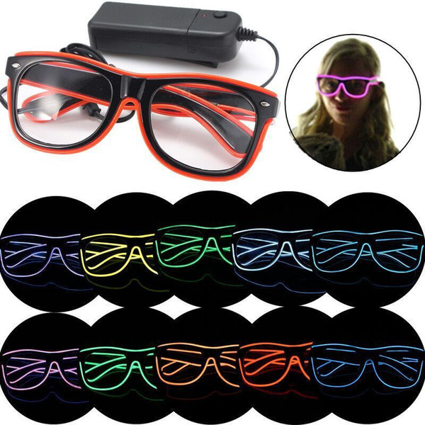 Fashion Simple EL Glasses Flashing Led EL Wire Glasses Rave Toys Halloween Christmas Party Light Up Masquerade Mask Supplies