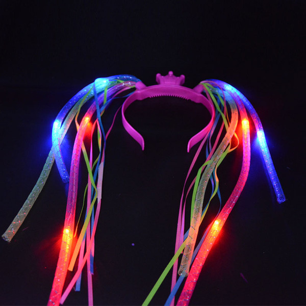 Women Girls Cool Light Up Braids Crown Headband Led Flashing Blinking Light Party Hair Accessories Led Rave Hair Accessories Toy