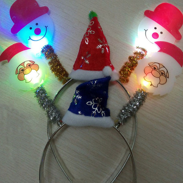 Light Flashing Blinking LED Santa Claus Snowman Headband Christmas Fun Party Decoration Gift Led Rave Hair Accessories Toy