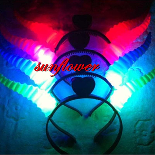 Women Girls LED Light Up Flashing Party Headband Devil Horns Hair Band Flashing Led Rave Hair Accessories Toy