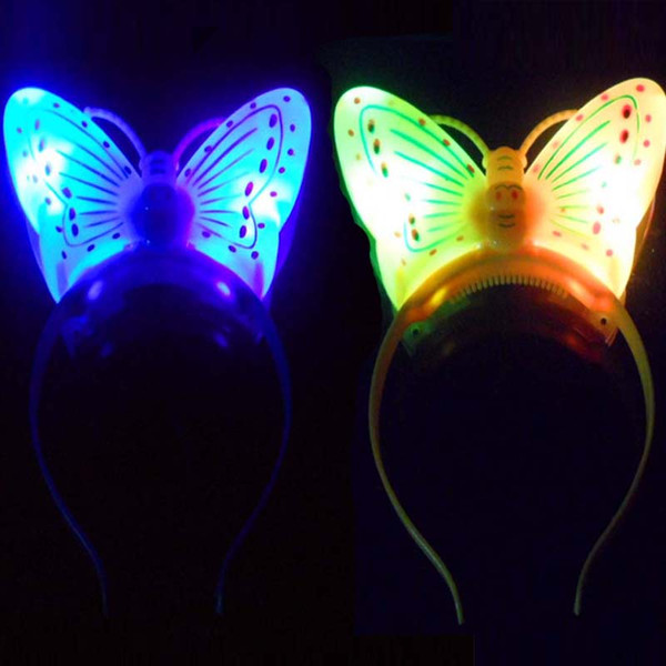 Women Girls Light Up Butterfly Blinking Headband FLASHING Head Band Led Rave Hair Accessories Fun Toy