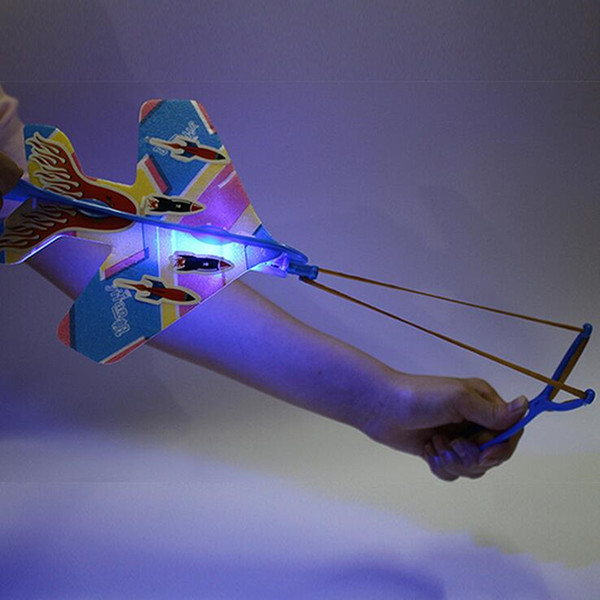 Funny LED Light-Up Slingshot Flashing Airplane Rubber Band Sling Shot Children Outdoor Toys Birthday Party Gift Supplies