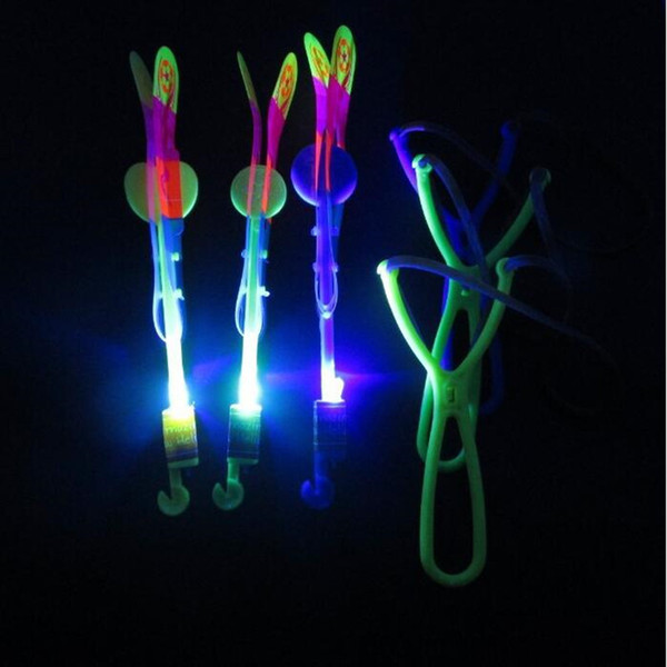 LED Light Arrow Rocket Helicopter Rotating Flying Toy Kids Outdoor Night Flashing Toys Glow Party Supplies