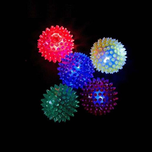 Kids Children Flashing Light-Up Spiky Ball Blinking Rubber Bouncy Stress Ball Sensory Fidget Toy Halloween Christmas Glow Party Supplies