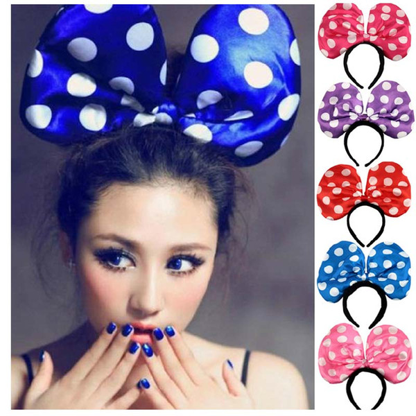 Light-Up Polka Dot Bowknot Headband Mouse Ears Blinking LED Headdress Flashing Party Led Rave Hair Accessories Toy