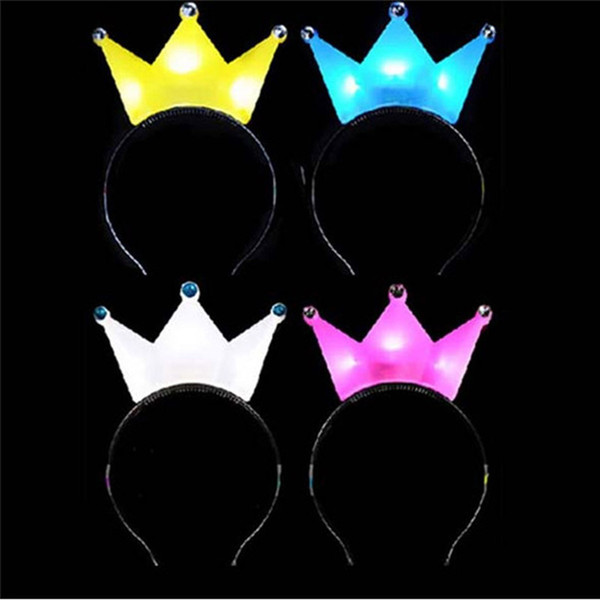 Women Girls LED Light Up Party Flashing Headband Royal Crown Fun Party Decoration Adult Kids Led Rave Hair Accessories Toy