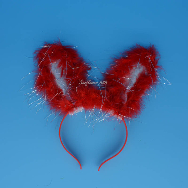 Flashing Feather Rabbit Ear Bunny Headband Light Up LED Party Masquerade Fun Decoration Led Rave Hair Accessories Toy