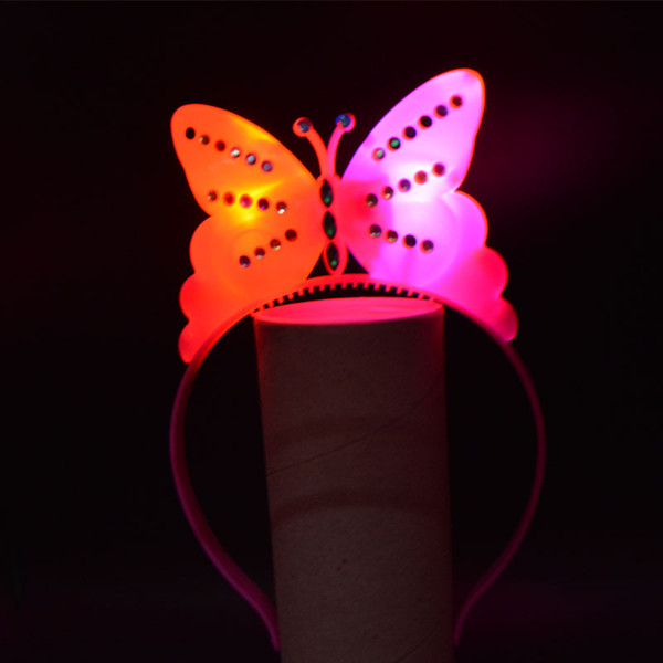 Light Up LED Sequin Blinking Butterfly Headband FLASHING Head Band Fun Party Decoration