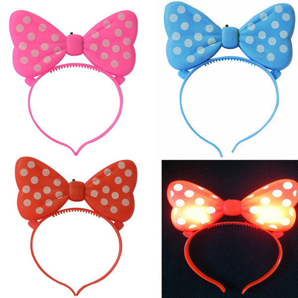 LED Bowknot Butterfly Light Headband Flashing Blinking Head Band One Size Fits Most Fun Party Decoration Led Rave Hair Accessories Toy