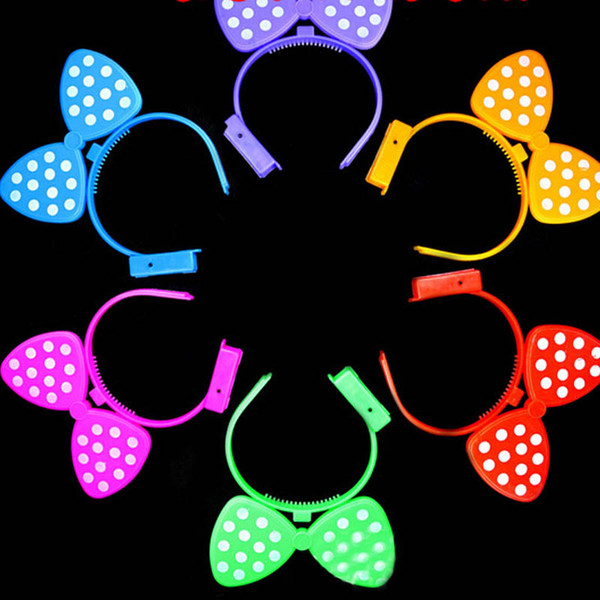 Bowknot Polka Dot LED Mouse Light Up Headband Flashing Halloween Party Decoration Led Rave Hair Accessories Toy