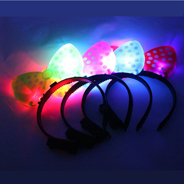 Bowknot Polka Dot LED Mouse Light Up Headband Flashing Halloween X'mas Fun Party Decoration Led Rave Hair Accessories Toy