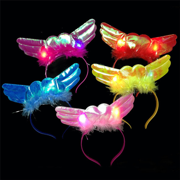 Light Up Blinking Angel Feather LED Headband FLASHING Head Band Fun Party Decoration Led Rave Hair Accessories Toy