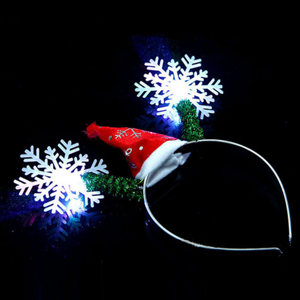 Light Up Flashing Blinking LED Santa Claus Snow Flakes Headband Christmas Headwear Adult Kids Led Rave Hair Accessories Toy