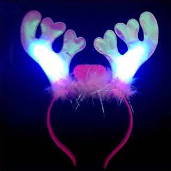 Women Girls LED Feather Antler Horn Sequin Headband Headwear Halloween Fun Party Decoration Adult Kids Led Rave Hair Accessories Toy