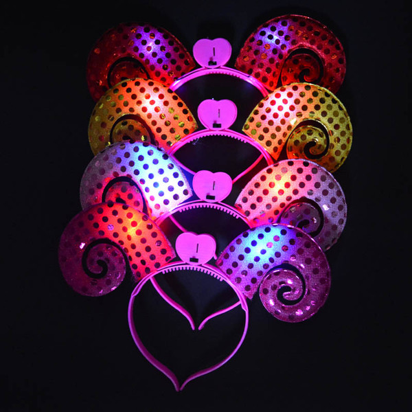 Light Up Blinking LED Sheep Headband Fancy Dress Up Costume For Children Kids Adult Fun Led Rave Hair Accessories Toy