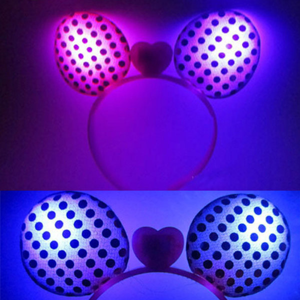 Light-Up Sequin Mouse Headband LED Flashing Party Masquerade Fun Decoration Kids Gift Led Rave Hair Accessories Toy
