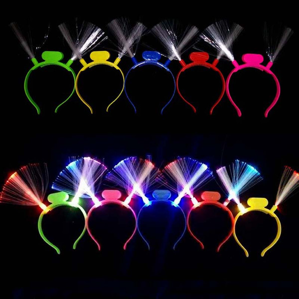 Women Girls Light Up Flashing Blinking LED Fiber Headband Adult Kids Party Supplies Led Rave Hair Accessories Toy