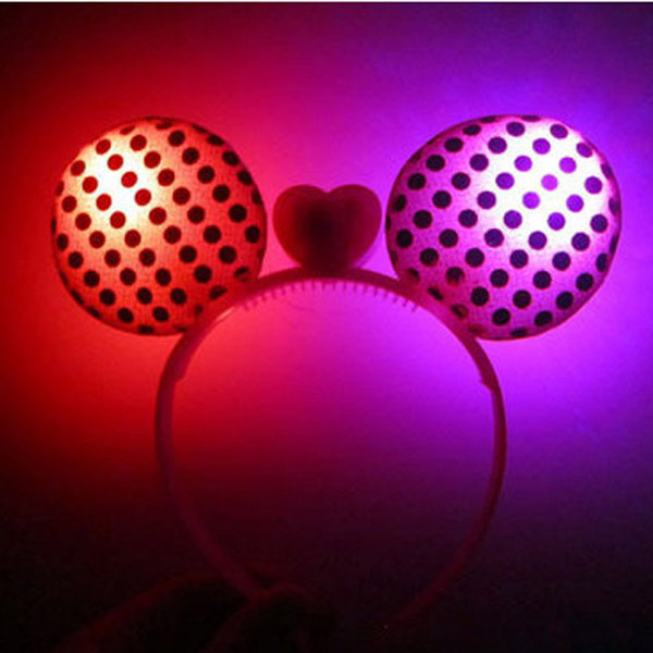 Light-Up Sequin Mouse Headband Blinking LED Flashing Party Fun Decoration Gift Led Rave Hair Accessories Toy