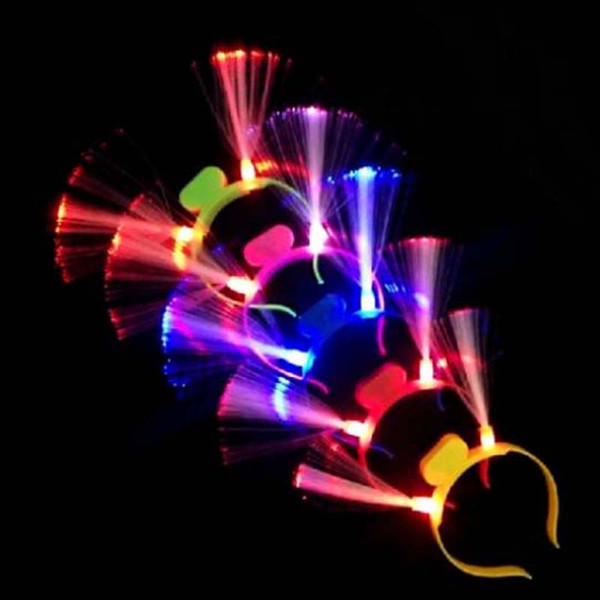 Women Girls Light-Up Headband Fiber LED Flashing Blinking Head Band Party Supplies Fun Decoration Led Rave Hair Accessories Toy