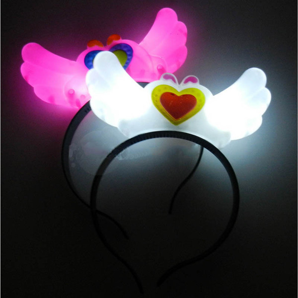 Women Girls Light Up Blinking Angel Headband FLASHING Head Band Hair Accessories Birthday Rave Party Halloween Wedding