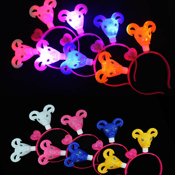 Women Girl LED Light Up Sheep Goat Horn Headband Rave Party Favors Costume Wedding Led Rave Hair Accessories Toy