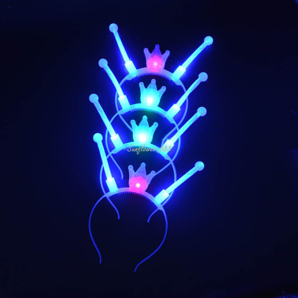 Women Girls LED Light Up Party Flashing Headband Royal Tentacle Antenna Crown Headwear Fun Party Decoration