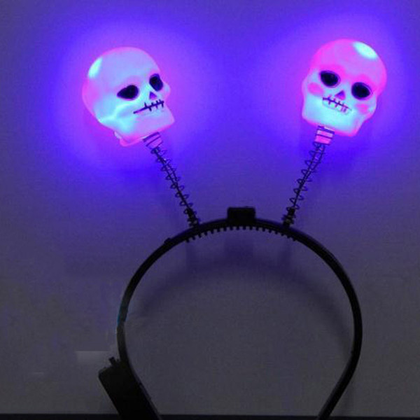 Fun Women Girls Light-Up Skull Headband LED Flashing Party Masquerade Led Rave Hair Accessories Toy Gifts