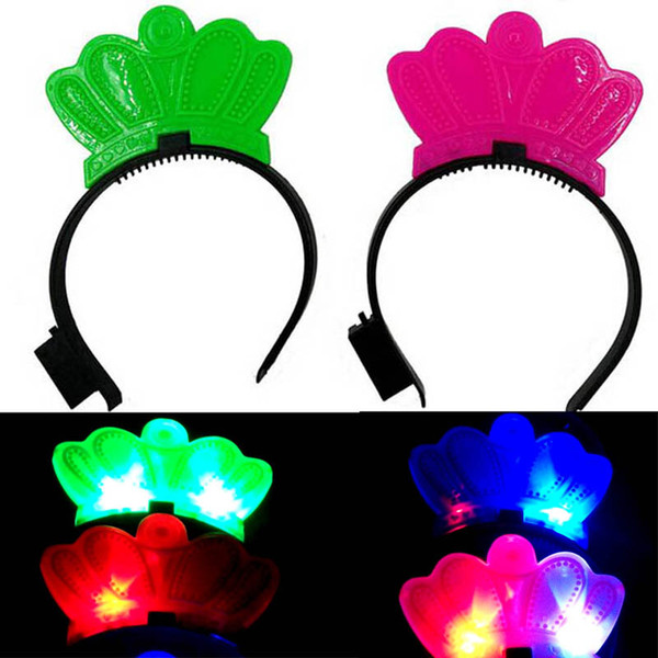 Women Girls Light-Up Crown Tiara Headband Blinking LED Flashing Party Fun Party Decoration Led Rave Hair Accessories Toy