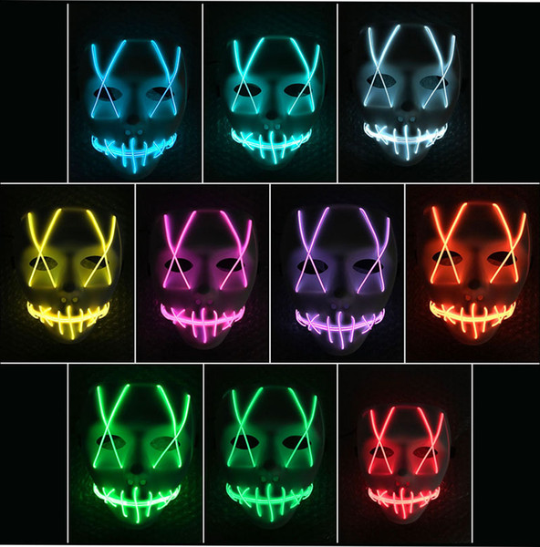 LED Light Mask Up Funny Mask Led strip Flexible neon sign Light Glow EL Wire Rope Neon Light Halloween face Controller christmas Lights