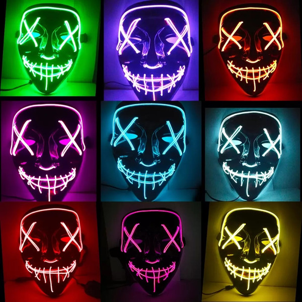 Hot LED Light Mask Led strip Flexible neon sign Light Glow EL Wire Rope Neon Light Halloween face Controller christmas Lights