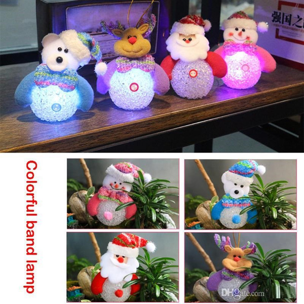 Luminous Santa Claus Snowman Bear Elk 4 Styles Exclusive Super Cute Christmas Decoration Tree Decorations Light Toy b1469