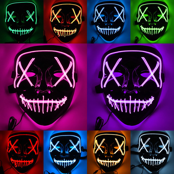 Halloween Mask LED Light Up Party Masks The Purge Election Year Great Funny Masks Festival Cosplay Costume Supplies Glow In Dark