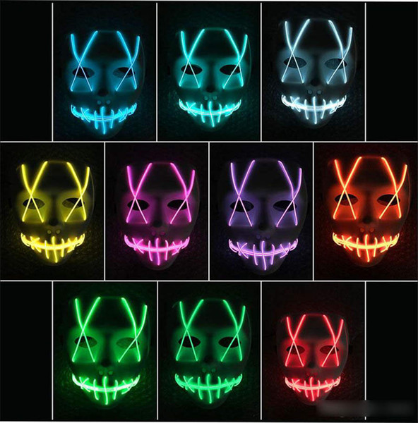 Hot LED Light Mask Led strip Flexible neon sign Light Glow EL Wire Rope Neon Light Halloween face Controller christmas Lights