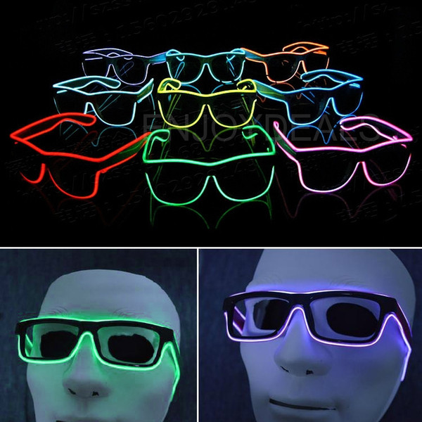 Simple el glasses El Wire Fashion Neon LED Light Up Shutter Shaped Glow Sun Glasses Rave Costume Party DJ Bright SunGlasses